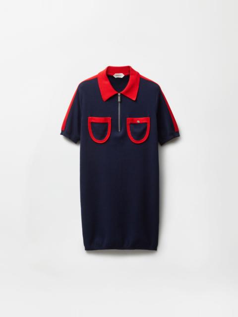 Cotton Knit Zip Midi Dress