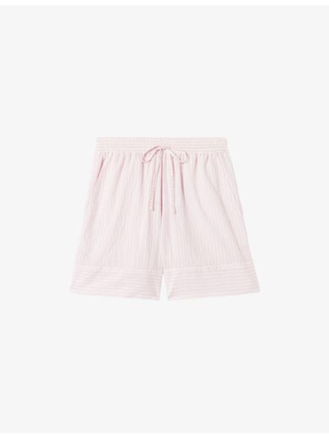 Striped Drawstring-Waist Cotton-Blend Shorts