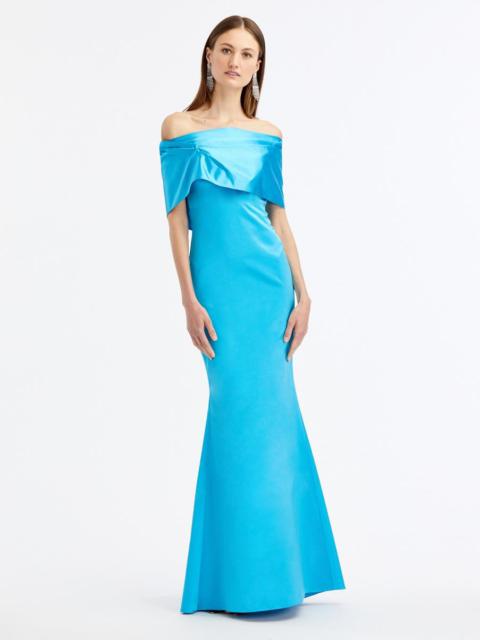 OFF SHOULDER DUCHESSE SATIN GOWN