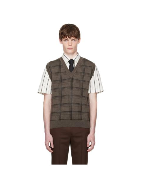 Brown Check Jacquard Vest