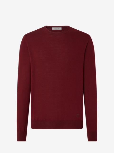Burgundy crew neck extra fine wool jumper