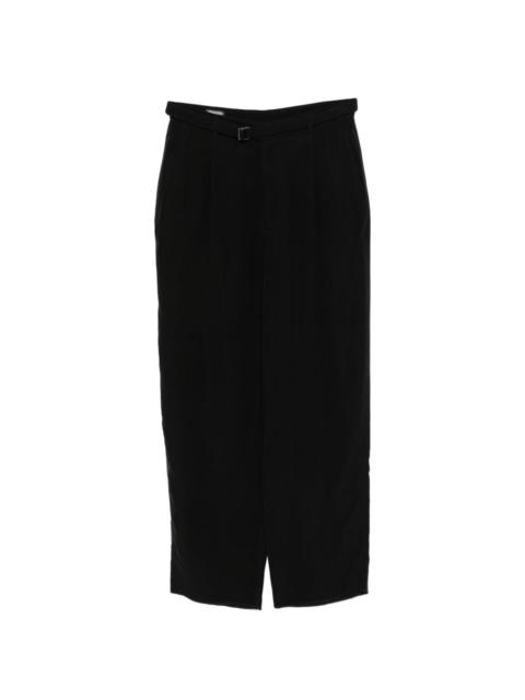 belt pleated trousers