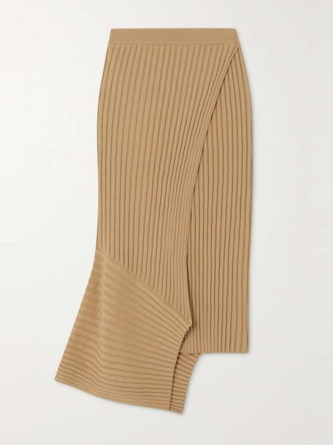 Asymmetric ribbed organic cotton skirt