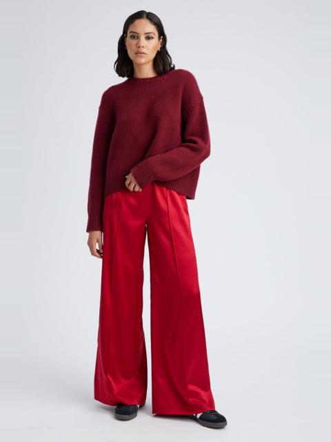 SCARLET SILK WIDE LEG PINTUCK PANTS