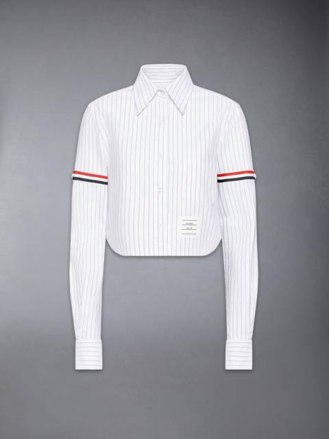 OXFORD PINSTRIPE ARMBAND CROPPED SHIRT