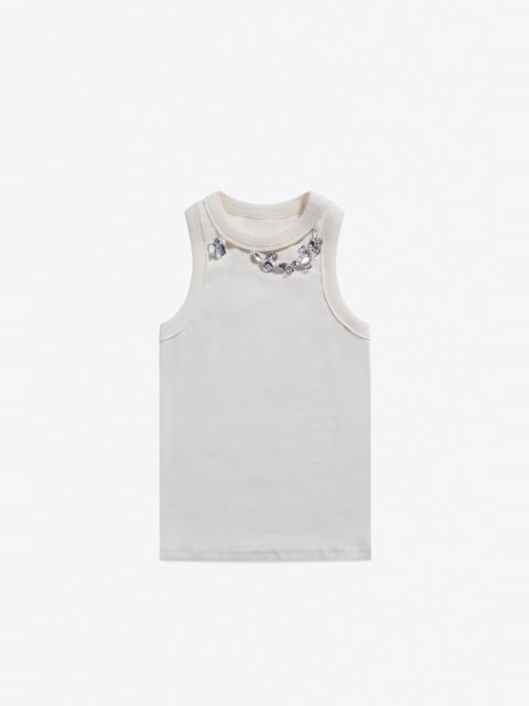 DISTRESSED CRYSTAL RIBBED KNIT TANK TOP