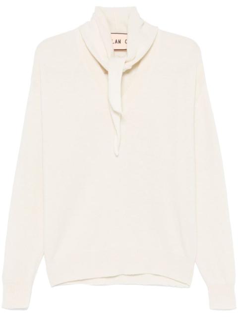 shawl-embellished sweater