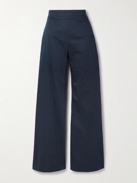 Cotton-blend Sateen Wide-leg Pants
