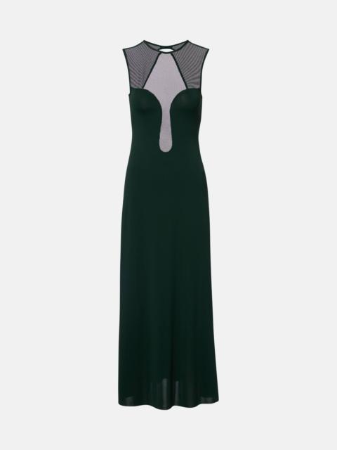 Scene mesh-trimmed jersey maxi dress