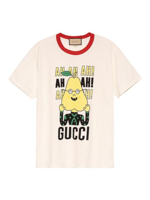 Gucci X Pablo Delcielo Pear Print Cotton T-shirt 'White' 703439XJEIY9095
