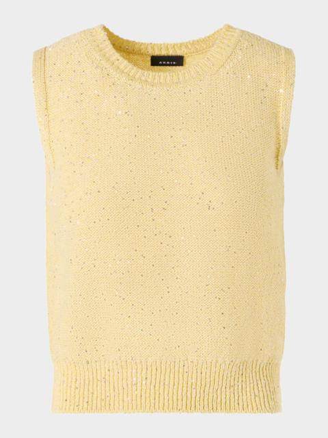Sleeveless Sequined Linen Cotton Sweater