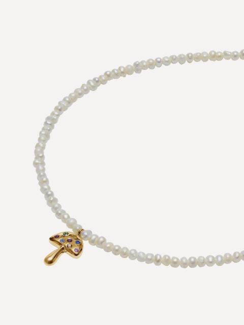 14ct Gold Baby Potato Pearl and Rainbow Sapphire Mushroom Beaded Necklace