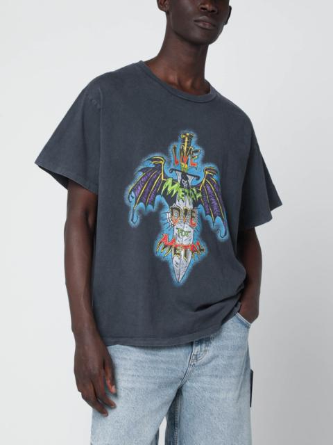 Black Live For Metal vintage-effect T-shirt