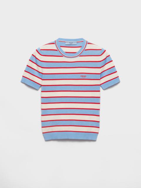 Striped crew-neck cotton sweater