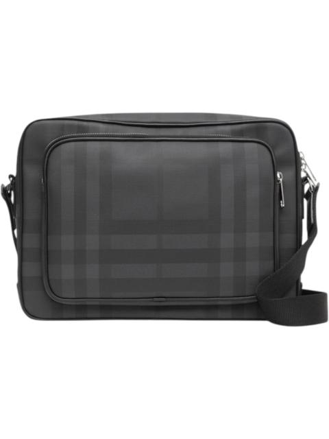 Burberry Marlon Check Messenger Bag Dark Grey