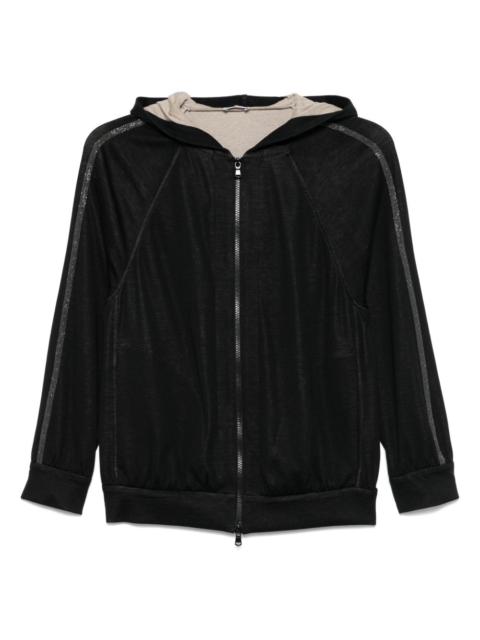 stripe-detail zip-up hoodie