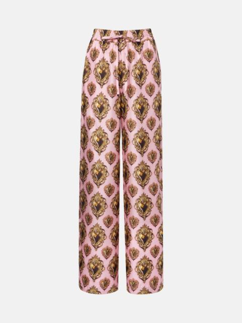 Printed high-rise silk palazzo pants