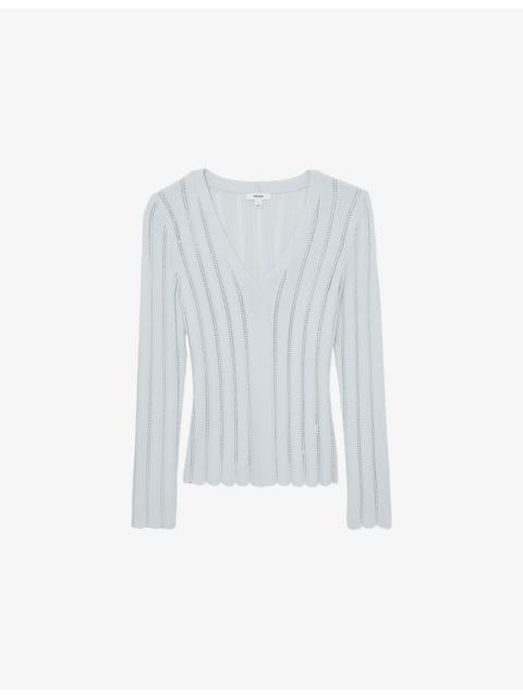 Loui Open-Stitch V-Neck Knitted Jumper