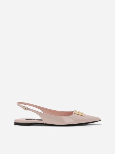 Polished calfskin slingbacks