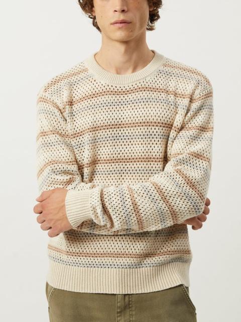 LINEN STRIPE POINTELLE CREWNECK