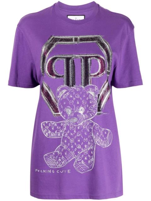 Teddy bear-print cotton T-shirt