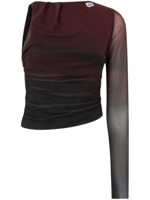 Creature tulle one-shoulder top