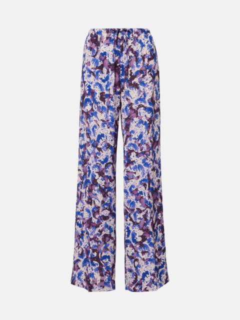 Printed mid-rise crêpe straight pants
