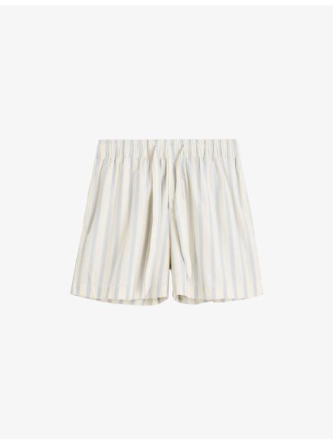 Striped Elasticated-Waist Cotton-Poplin Shorts