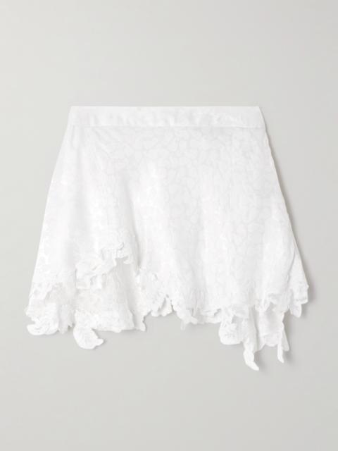 Reana Lace-trimmed Satin-jacquard Mini Skirt