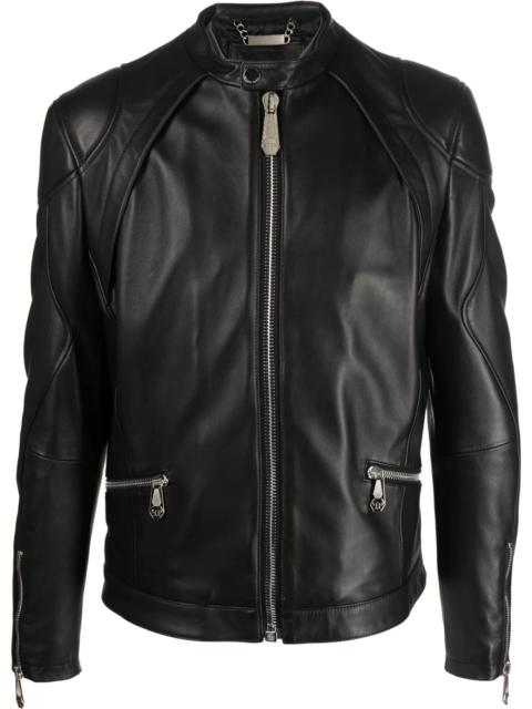 zip-through biker jacket