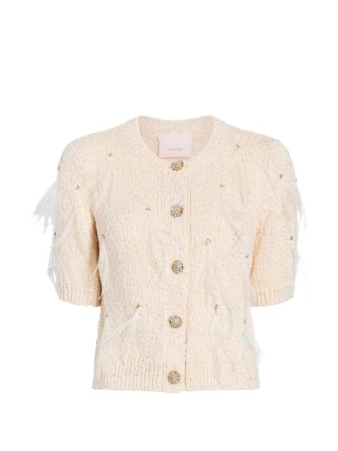 Coralie sequin-embellished feather cardigan