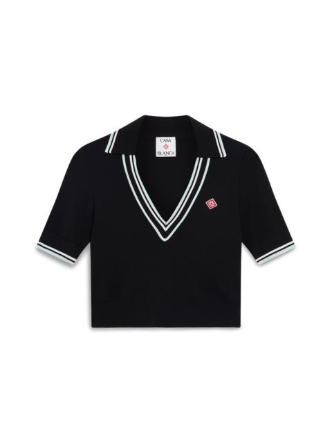 Viscose V-Neck Polo Shirt