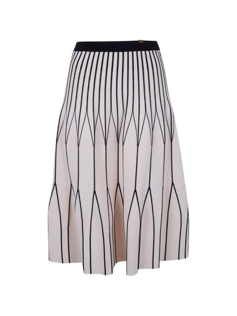 A-line striped midi skirt