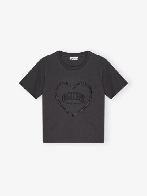 BLACK HEAVY COTTON HEART T-SHIRT