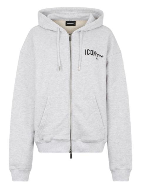 zipped graphic hoodie