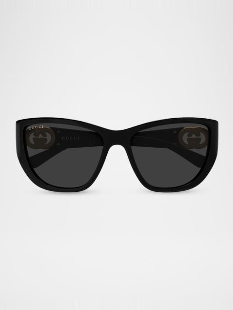56mm Acetate Geometric Sunglasses