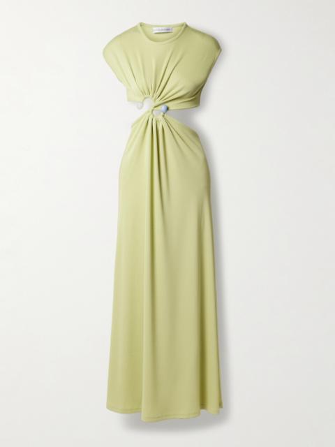 Embellished Cutout Ribbed-knit Maxi Dress