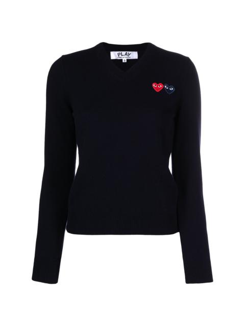 double heart motif jumper