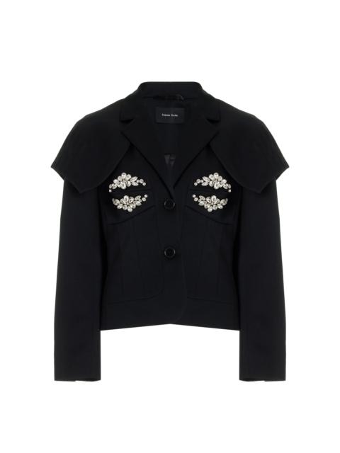 Embellished Wool-Blend Blazer black