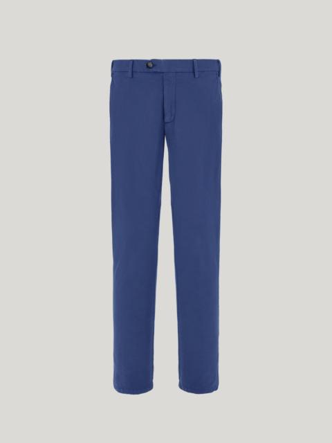 MARINE BLUE REGULAR FIT CHINO PANTS IN COTTON AND SILK GABARDINE
