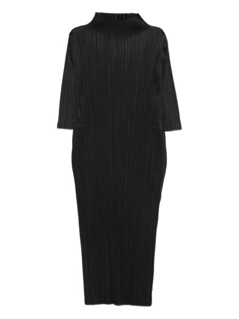 plissé-effect midi dress