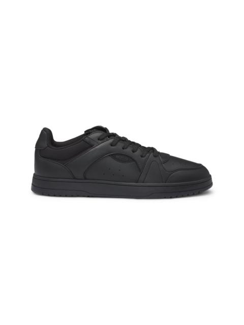 FAUX-LEATHER LACE-UP TRAINERS WITH LOGO DETAILS