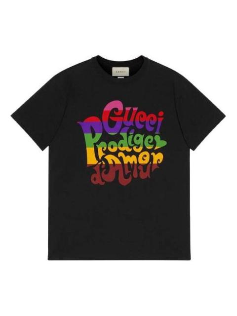 Gucci Prodige dAmour Printing Round Neck Short Sleeve Black 548334-XJDAM-1082