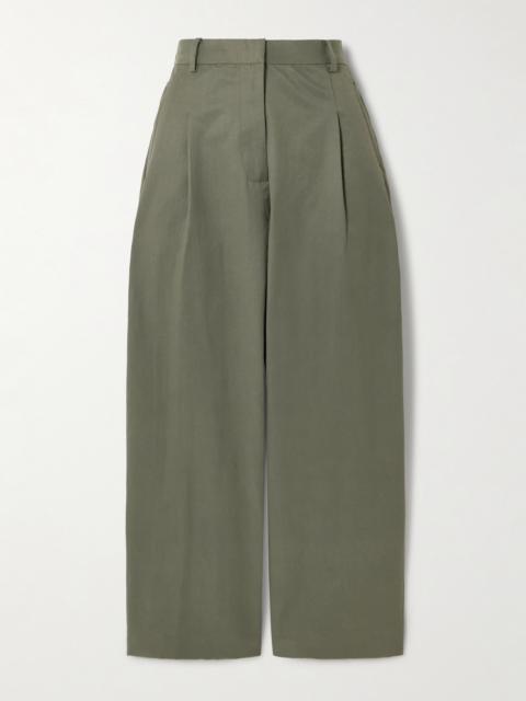 Pleated Cotton-blend Tapered Pants