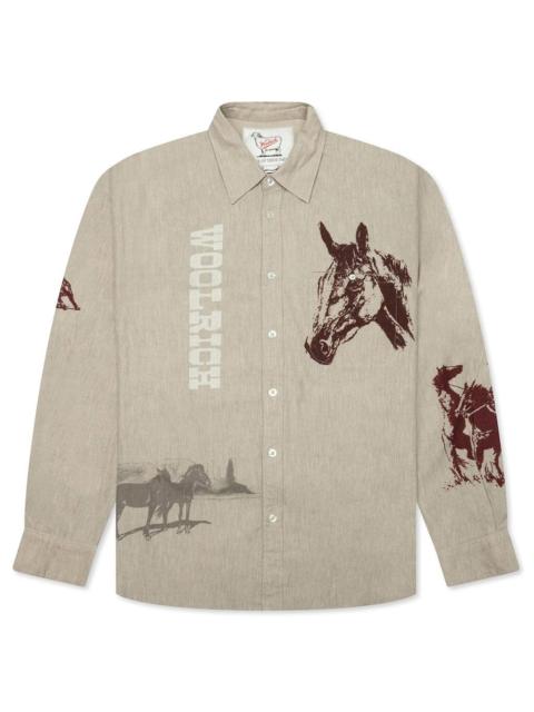 ONE OF THESE DAYS X WOOLRICH CHAMOIS PRINTED SHIRT - CANVAS