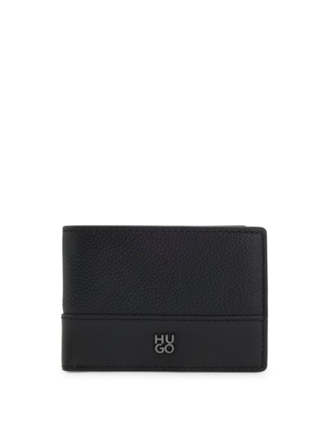 LEATHER WALLET WITH STACKED LOGO