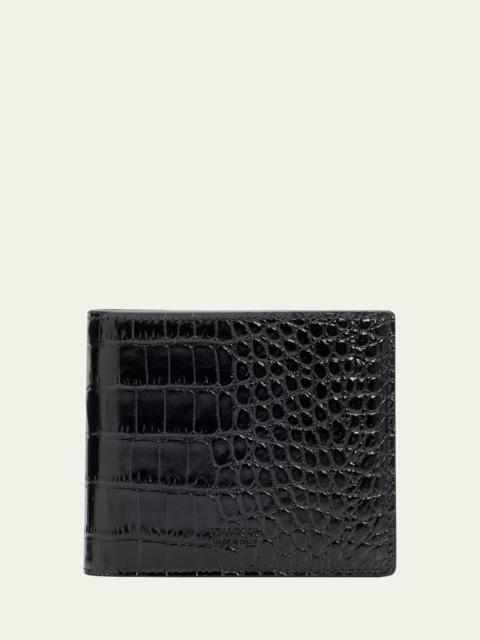 Men's Exotic Line Croc-Effect Bifold Wallet
