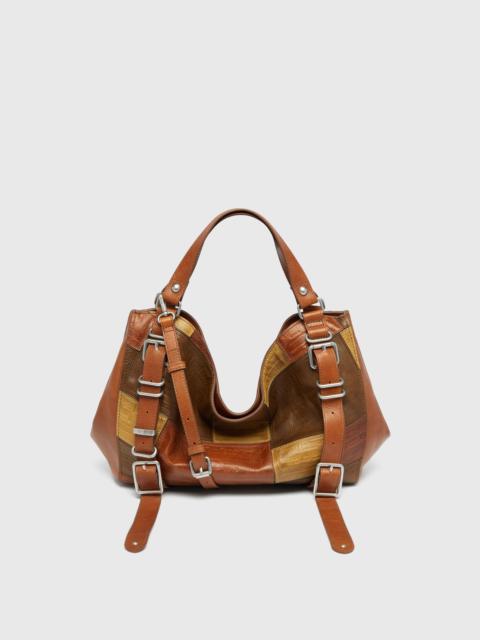 D-ONE-MEDIUM TOP-HANDLE BAG IN PATCHWORK LEATHER