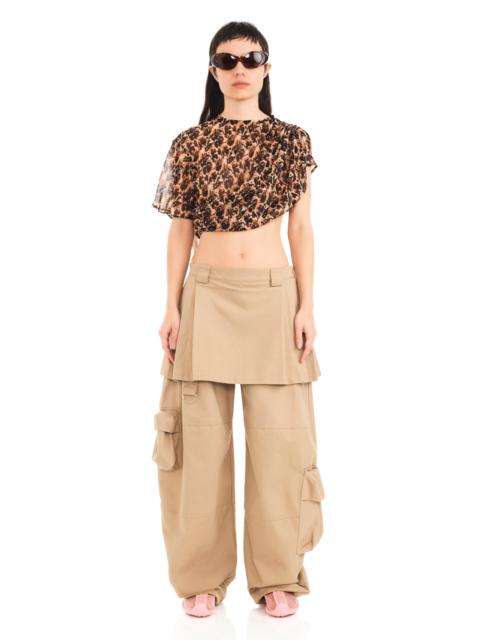 LEOPARD PEONY EVA DRAPED TOP