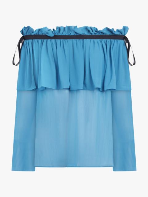 L/S ADJUSTABLE NECK BLOUSE | LAGOON BLUE